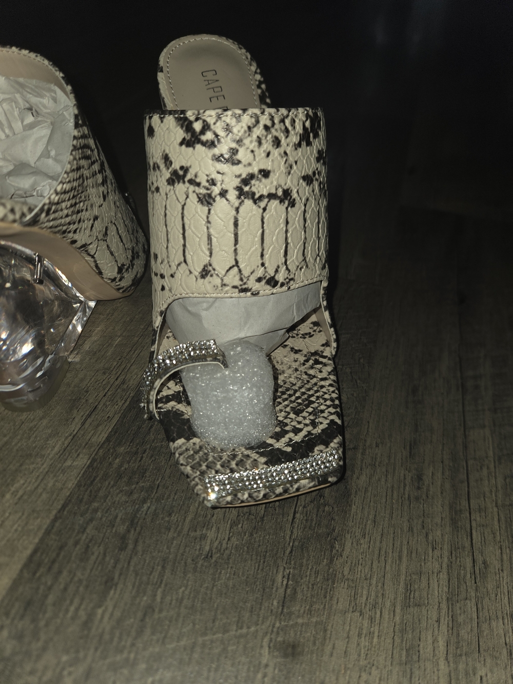 Cape Robbin Snake-Print Rhinestone Square-Toe Mules - Picture 6 of 6